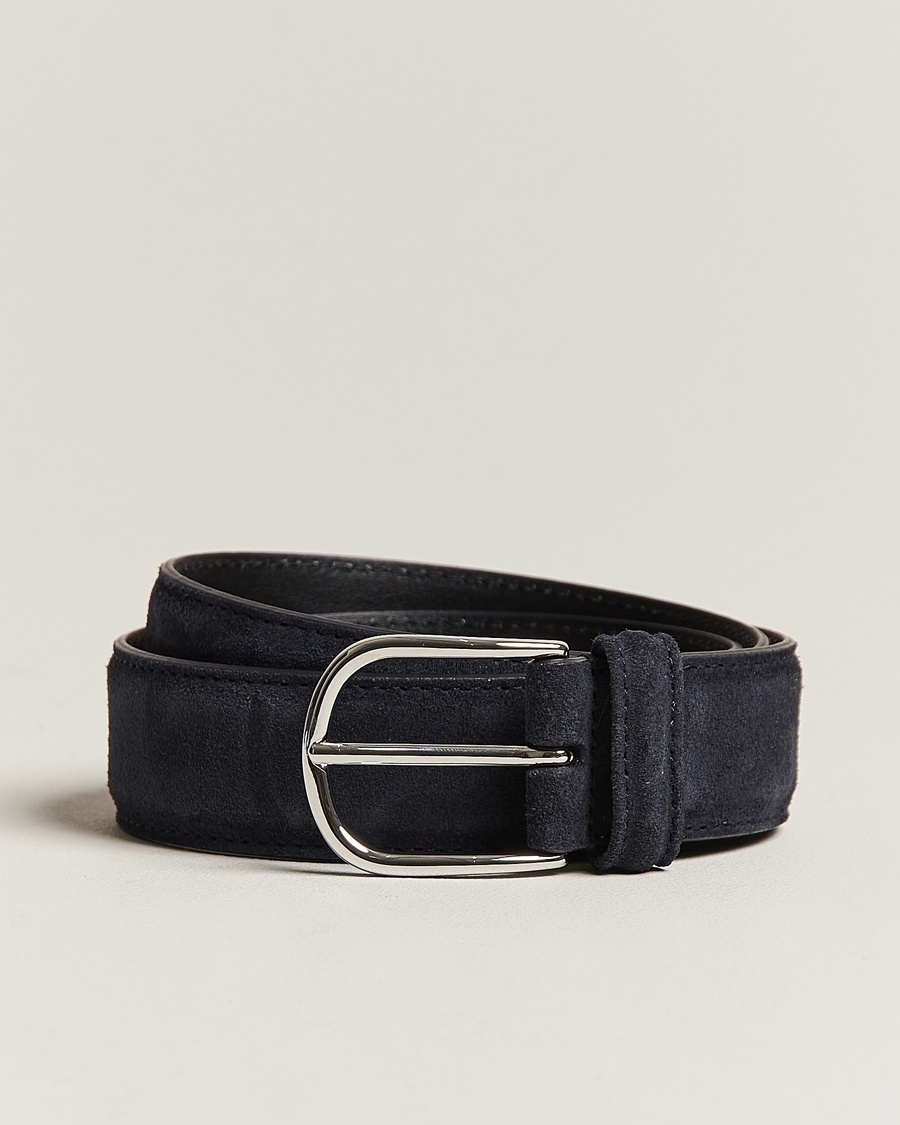 Anderson's Suede 3,5 cm Belt Navy – Blu