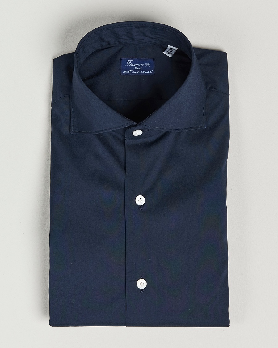 Finamore Napoli Milano Slim Fit Stretch Shirt Navy – Blu