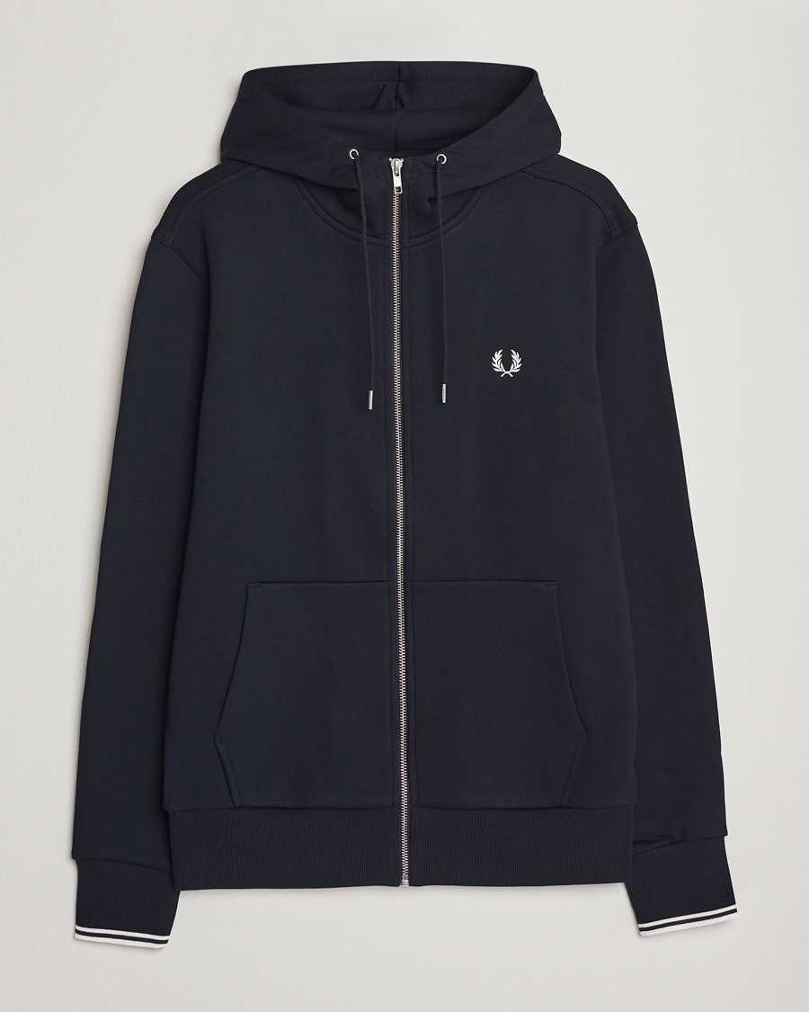 Fred Perry Full Zip Hooded Sweatshirt Navy – Blu