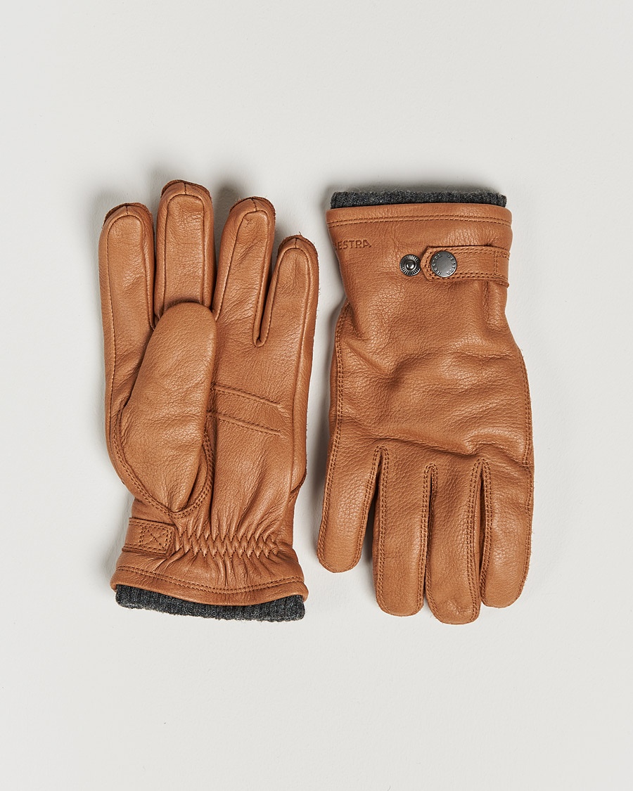 Hestra Utsjö Fleece Lined Buckle Elkskin Glove Cognac – Marrone