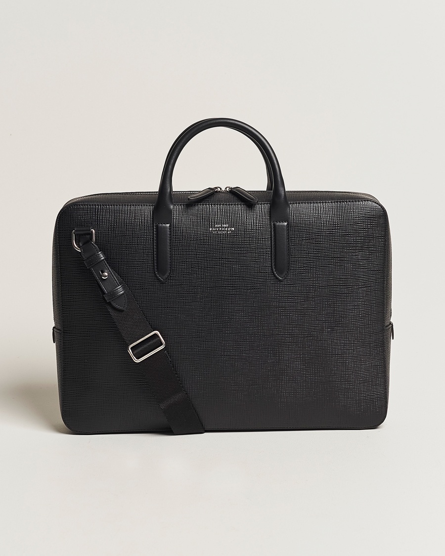 Smythson Panama Lightweight Briefcase Black – Nero