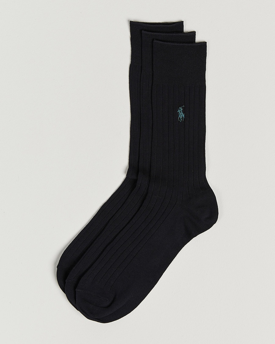 Polo Ralph Lauren 3-Pack Egyptian Rib Crew Socks Black – Nero