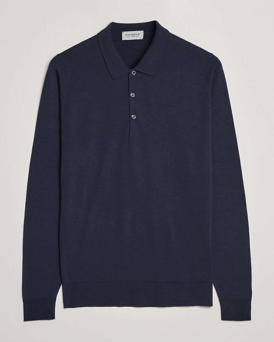 John Smedley Belper Extra Fine Merino Polo Pullover Midnight – Blu