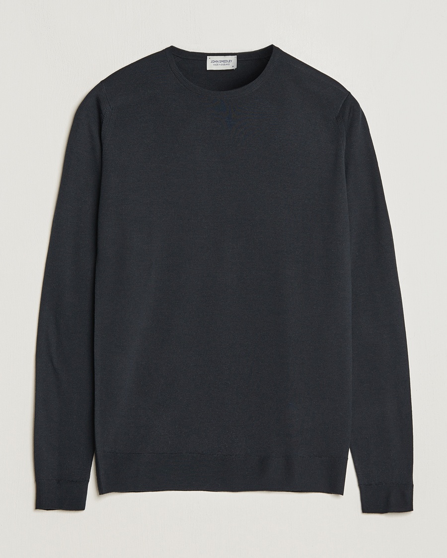 John Smedley Lundy Extra Fine Merino Crew Neck Black – Nero