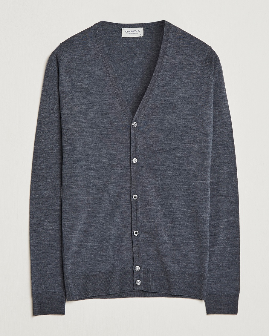 John Smedley Petworth Extra Fine Merino Cardigan Charcoal – Grigio
