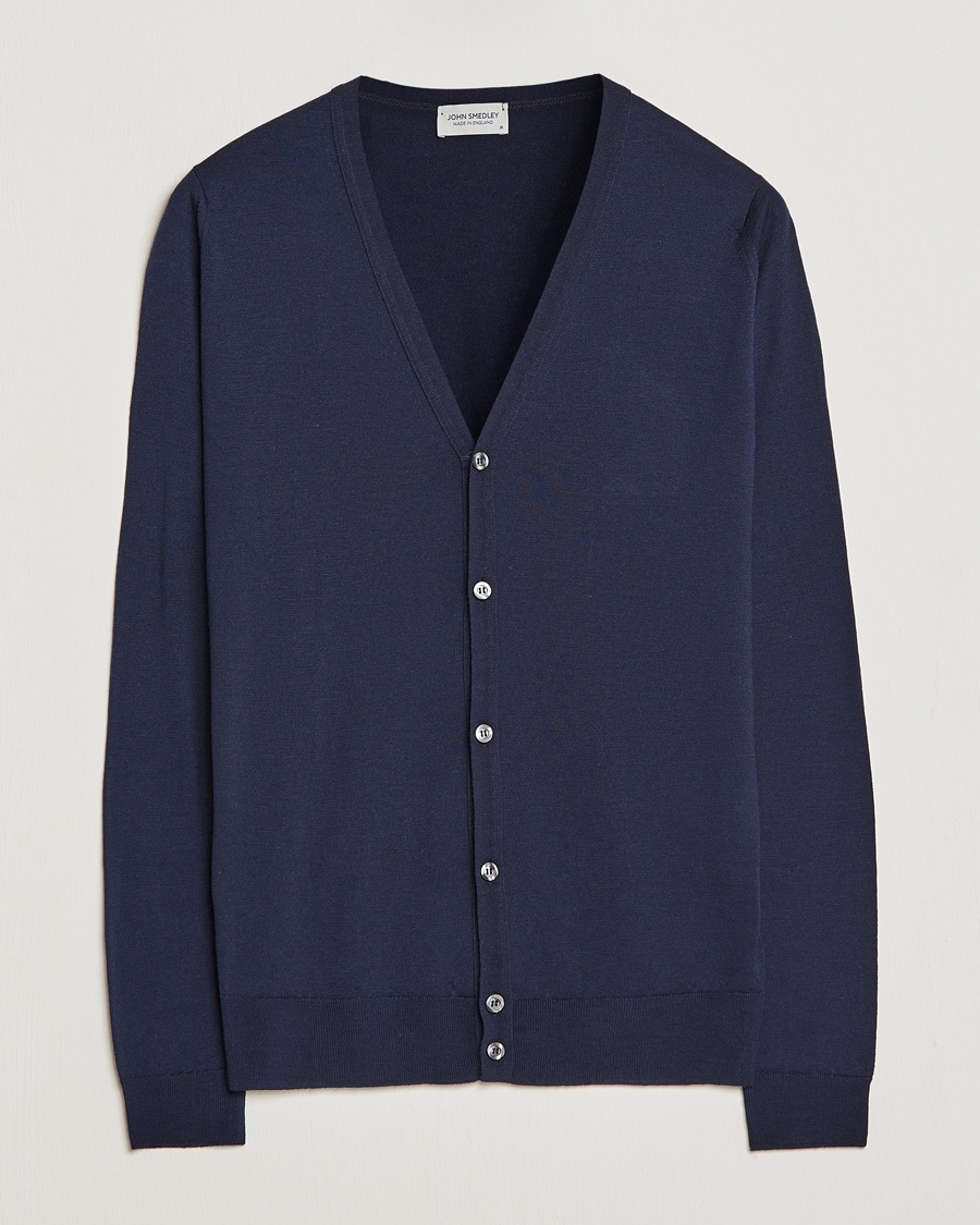 John Smedley Petworth Extra Fine Merino Cardigan Midnight – Blu