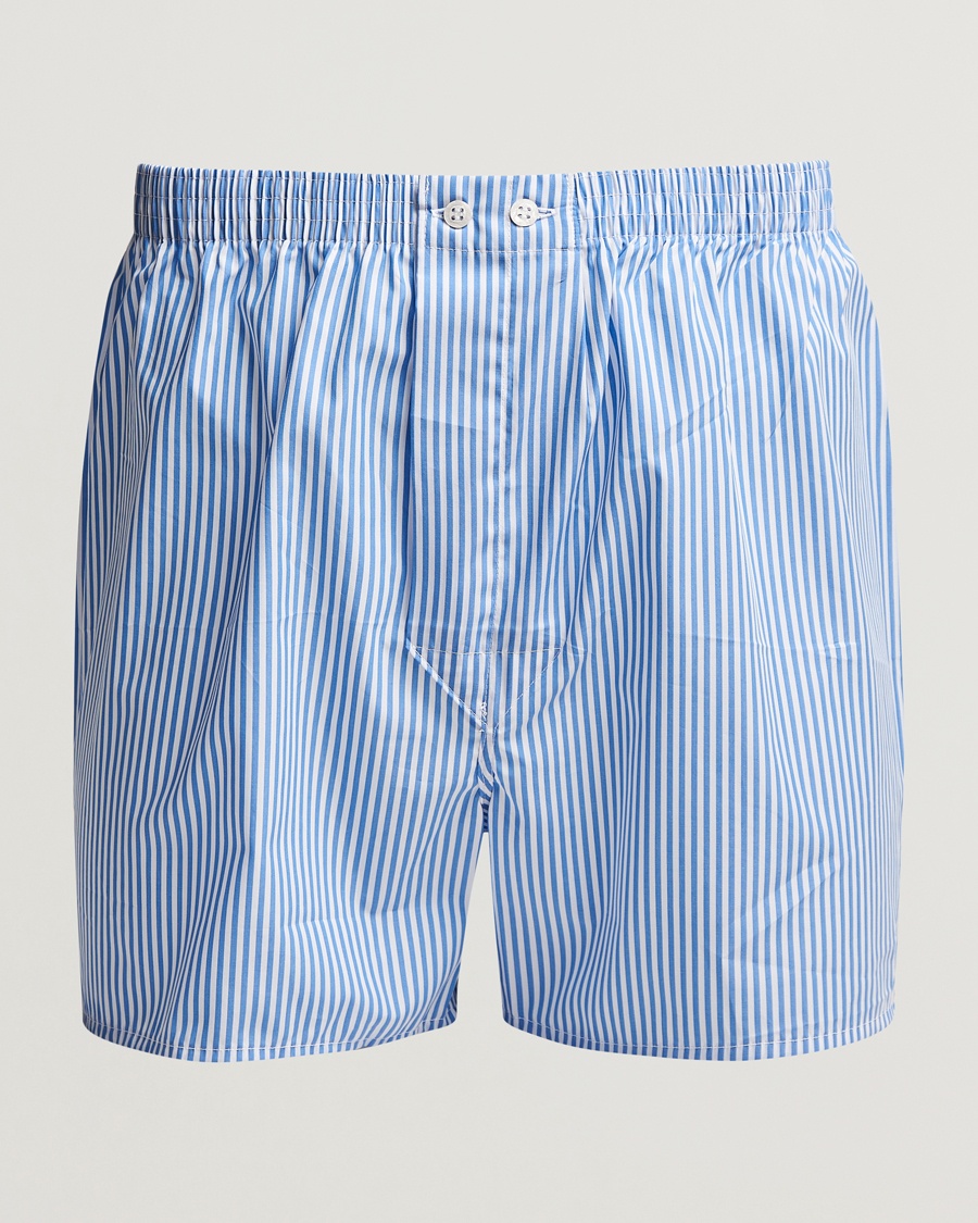 Derek Rose Classic Fit Cotton Boxer Shorts Blue Stripe – Blu