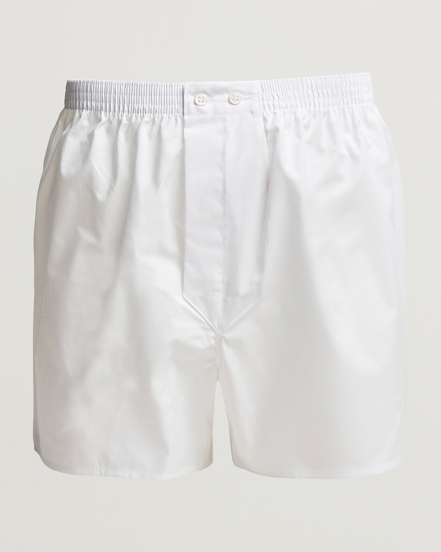 Derek Rose Classic Fit Cotton Boxer Shorts White – Bianco