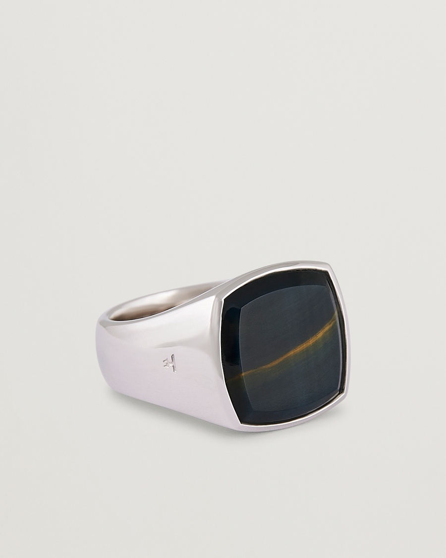 Tom Wood Cushion Blue Hawk Eye Ring Silver – Argento