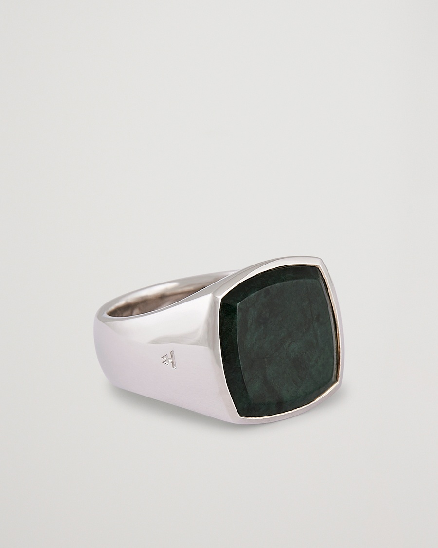 Tom Wood Cushion Green Marble Ring Silver – Argento
