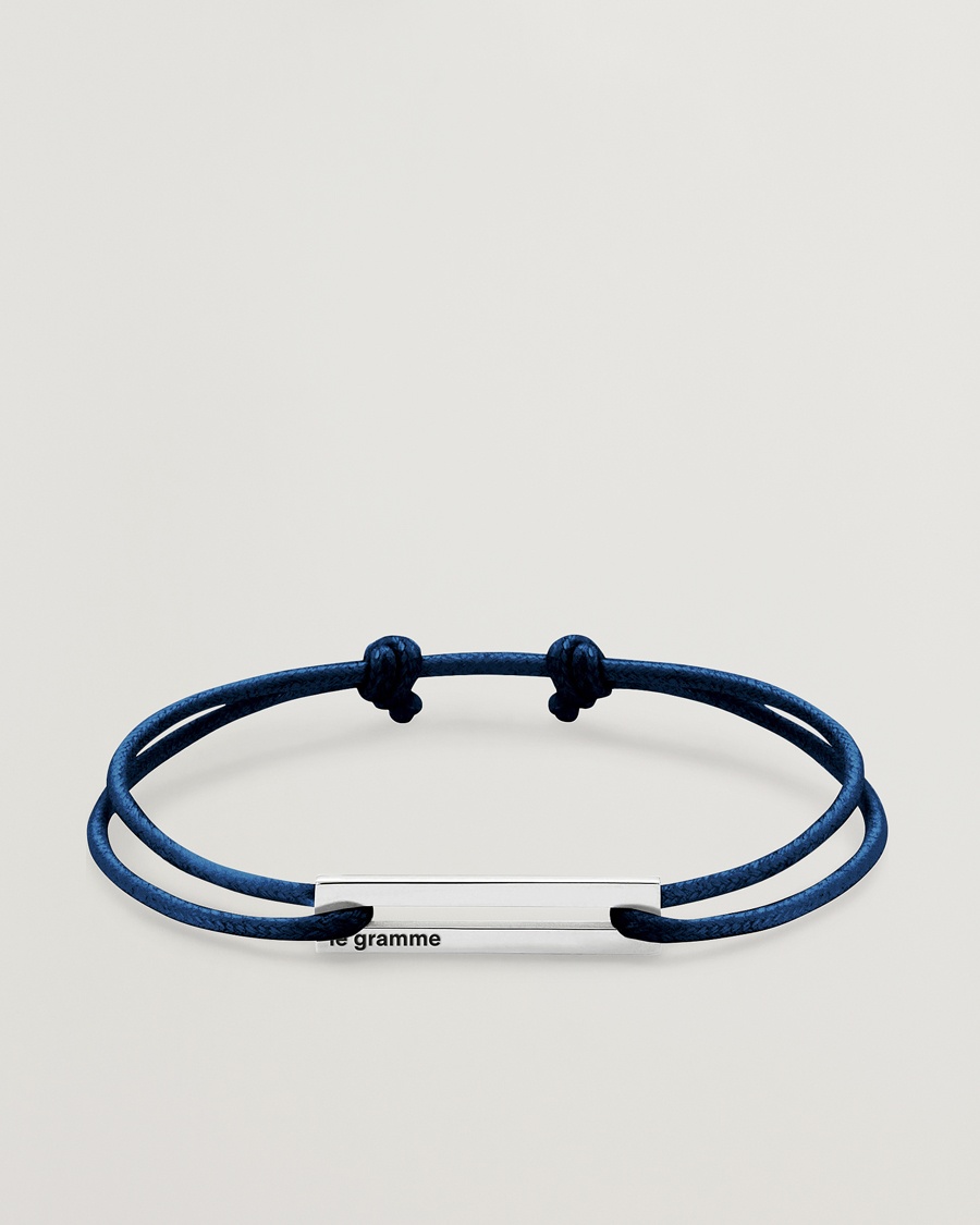 LE GRAMME Cord Bracelet Le 17/10 Navy/Sterling Silver – Blu