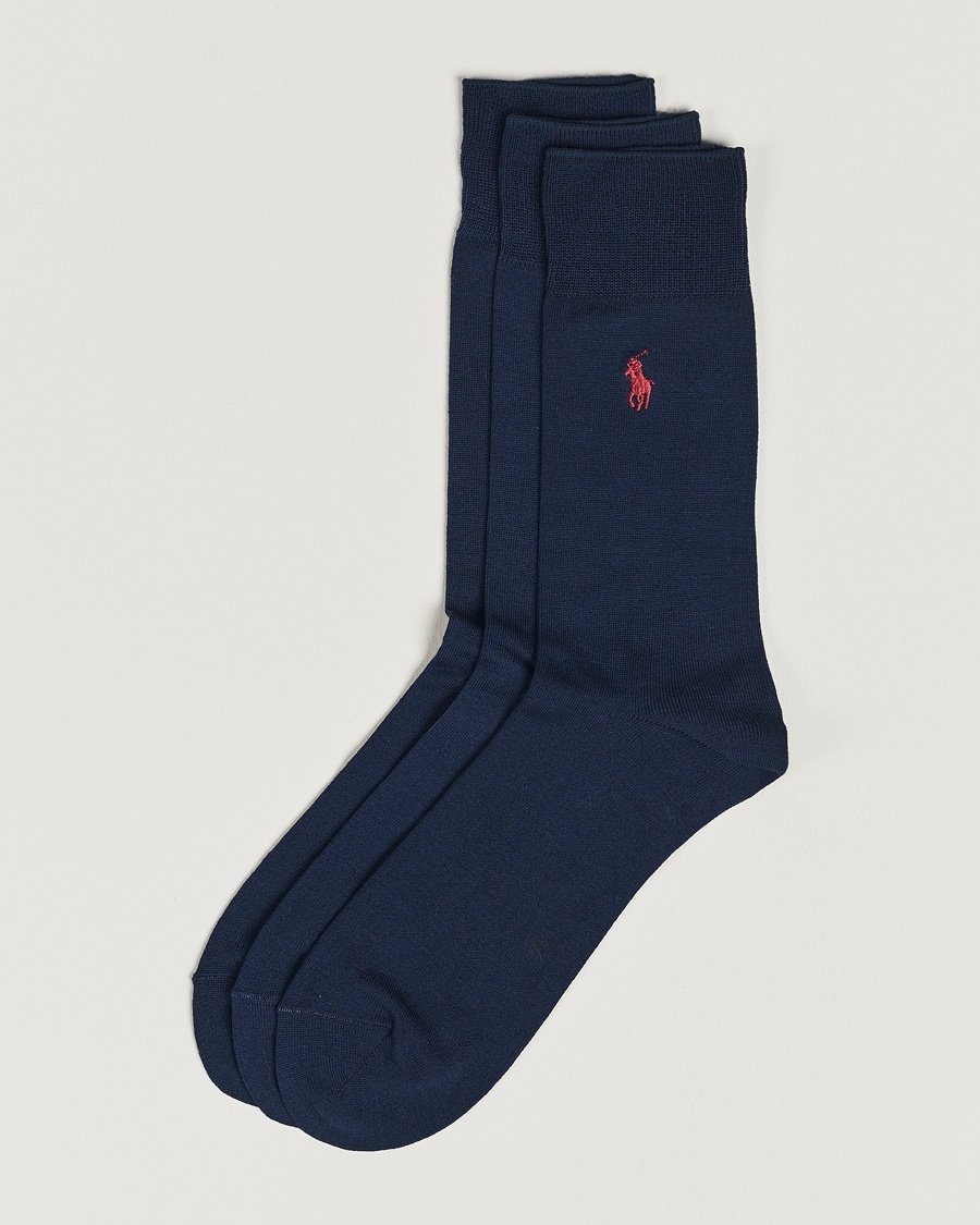 Polo Ralph Lauren 3-Pack Mercerized Cotton Socks Navy – Blu
