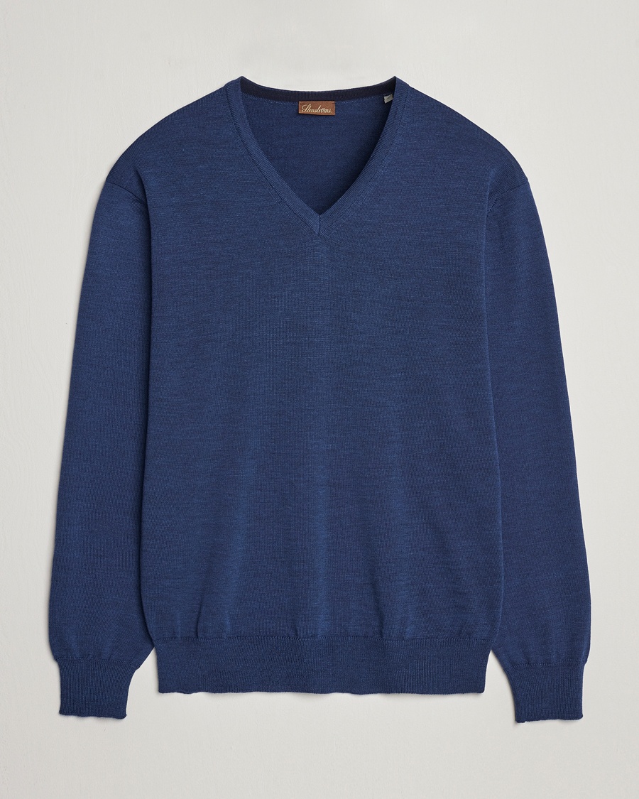 Stenströms Merino V-Neck Blue – Blu