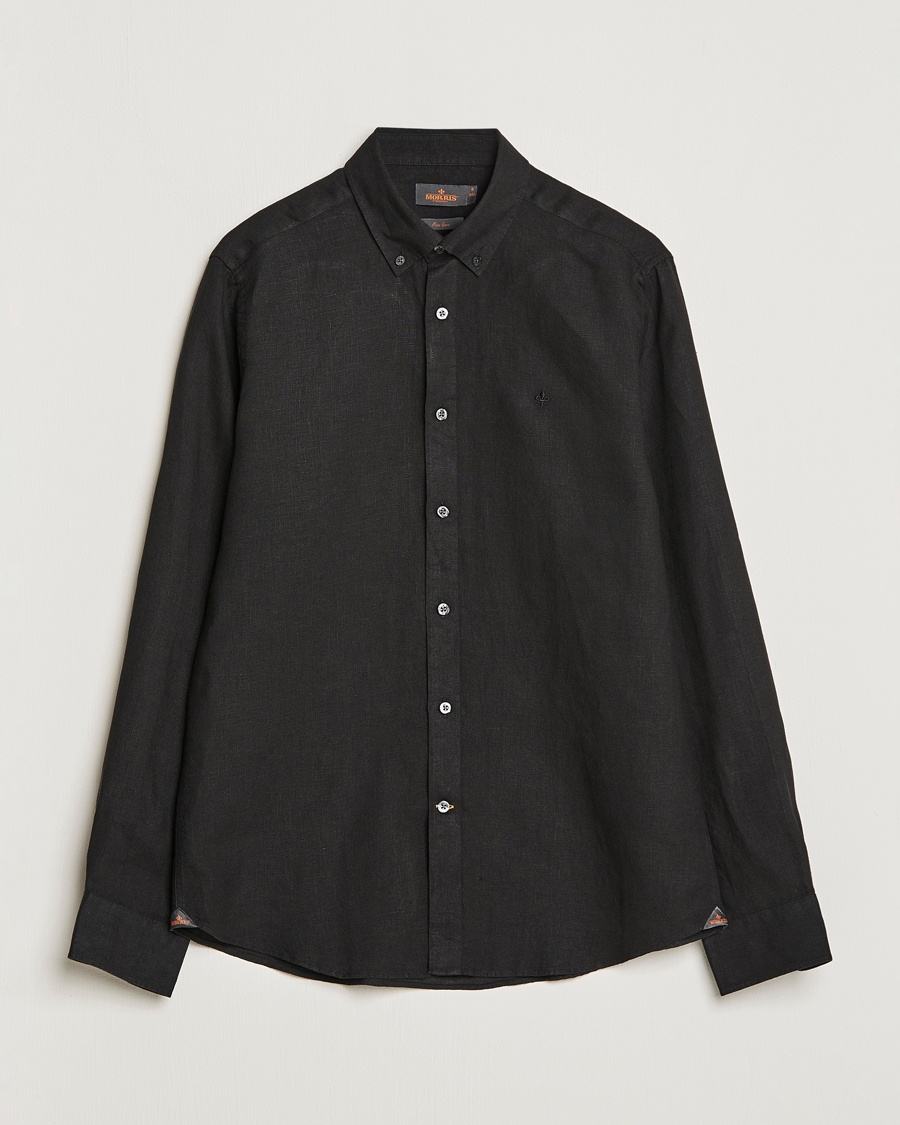 Morris Douglas Linen Button Down Shirt Black – Nero
