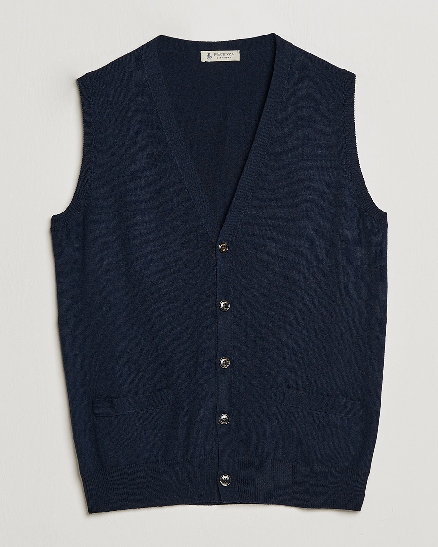 Piacenza Cashmere Cashmere Sleeveless Cardigan Navy – Blu