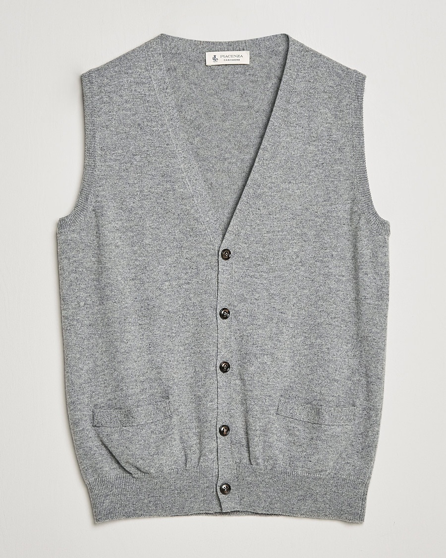 Piacenza Cashmere Cashmere Sleeveless Cardigan Light Grey – Grigio