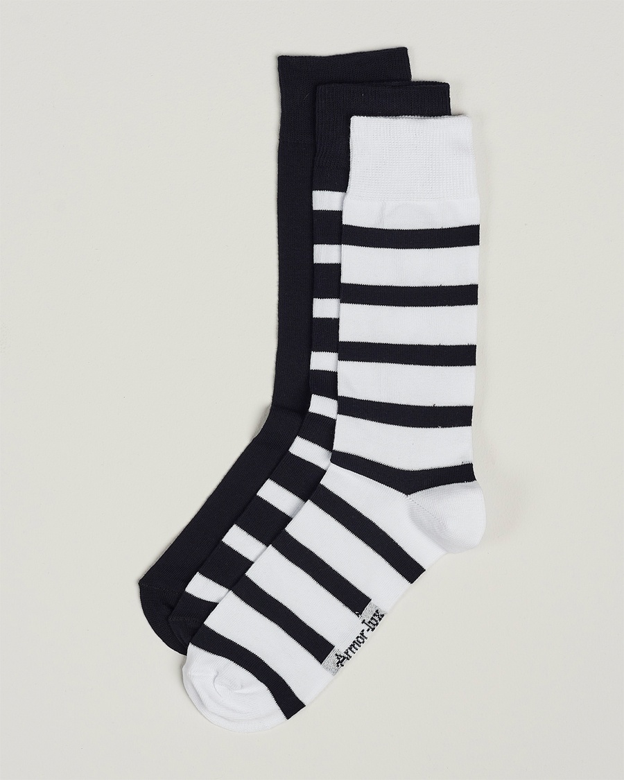 Armor-lux 3-Pack Loer Socks Navy/White – Blu