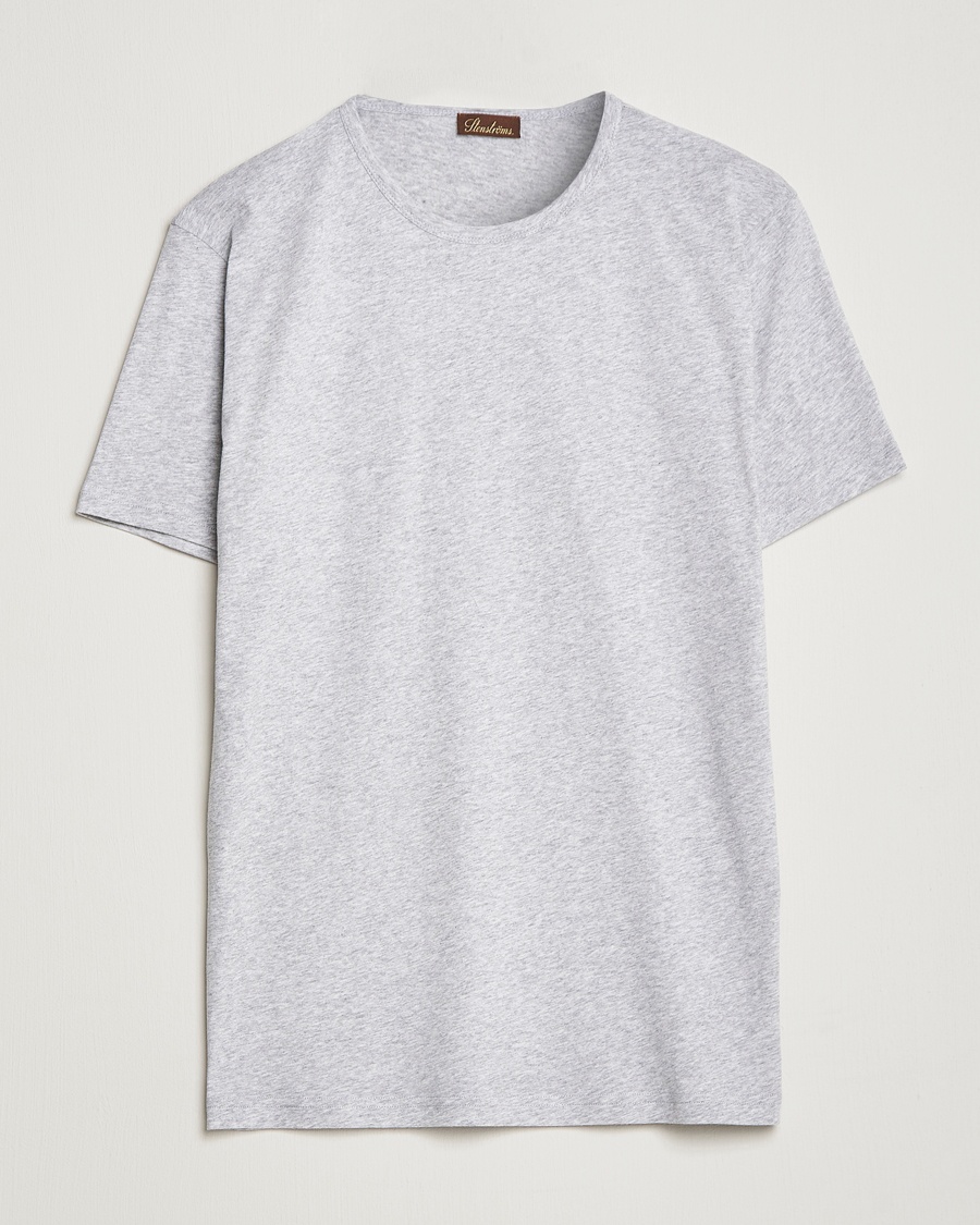 Stenströms Solid Cotton T-Shirt Grey Melange – Grigio