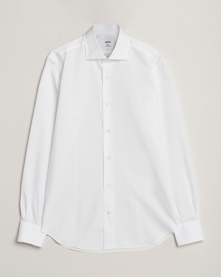 Mazzarelli Soft Cotton Cut Away Shirt White – Bianco
