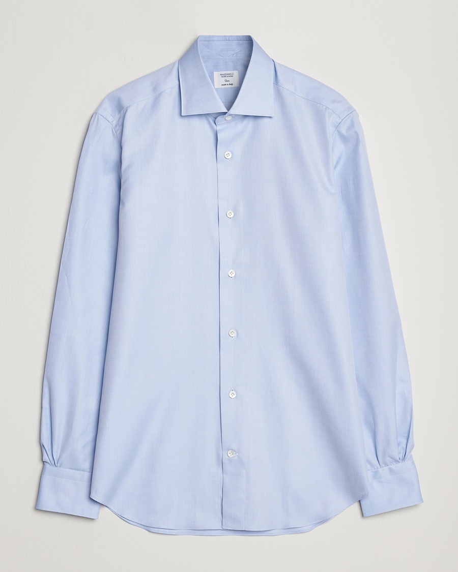 Mazzarelli Soft Cotton Cut Away Shirt Light Blue – Blu
