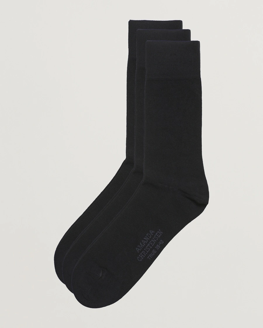 Amanda Christensen 3-Pack True Cotton Socks Black – Nero