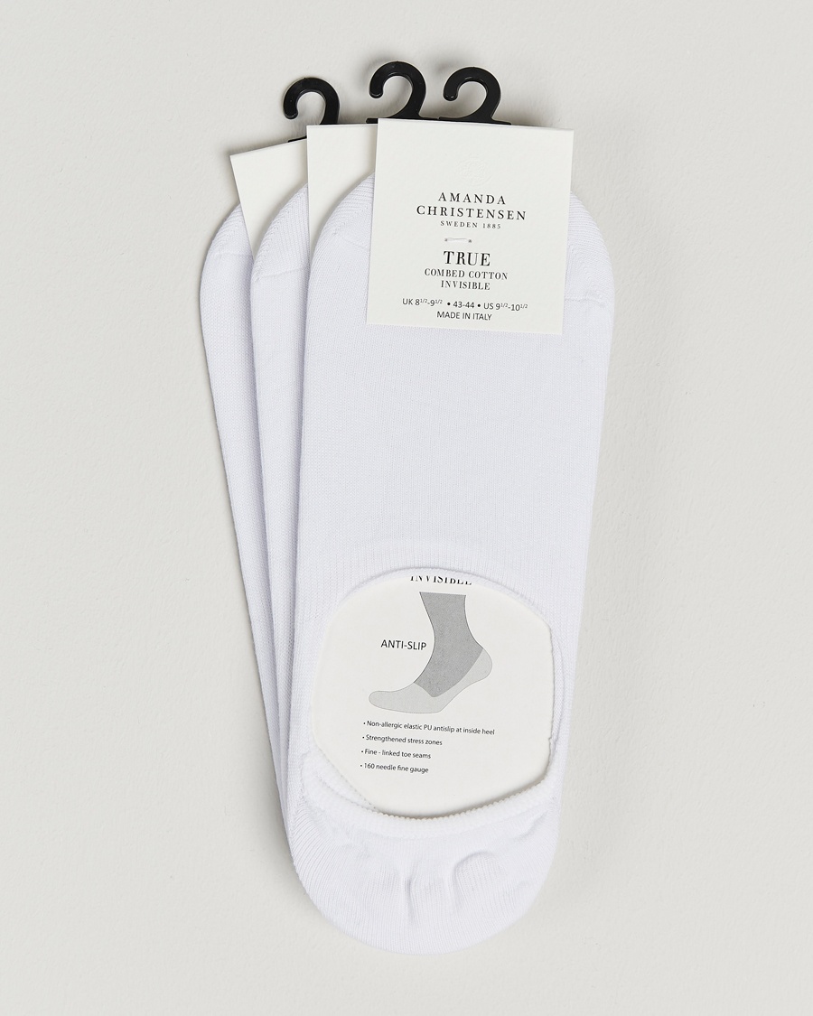 Amanda Christensen 3-Pack True Cotton Invisible Socks White – Bianco