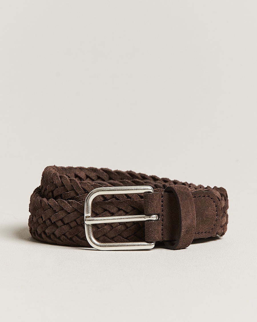 Anderson's Woven Suede Belt 3 cm Dark Brown – Marrone