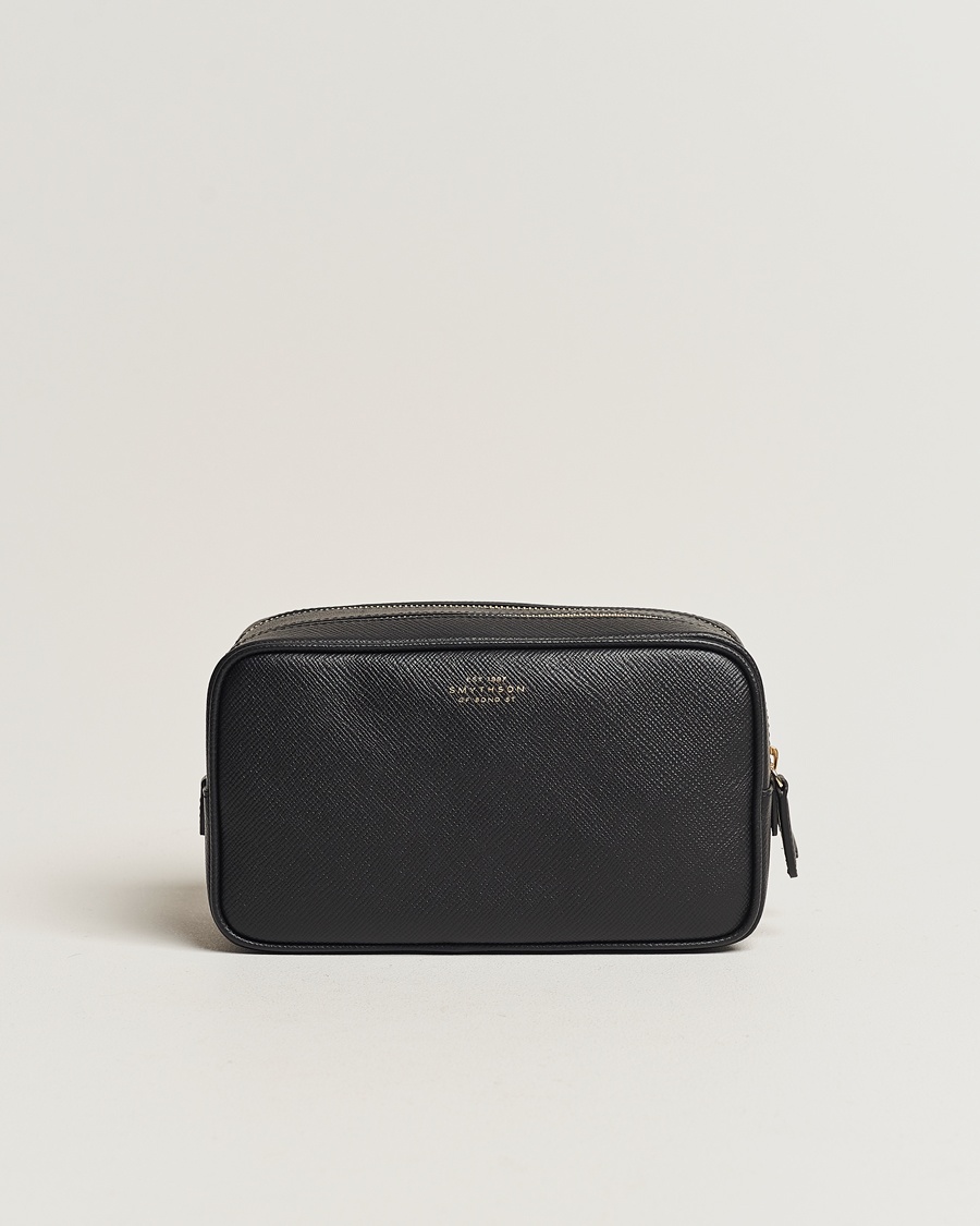 Smythson Panama Double Zip Washbag Black – Nero