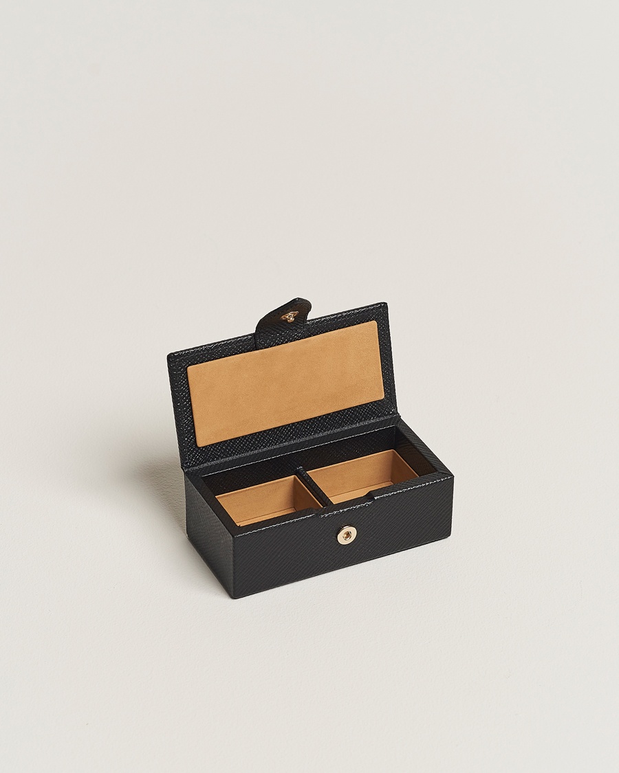 Smythson Panama Mini Cufflink Box Black – Nero