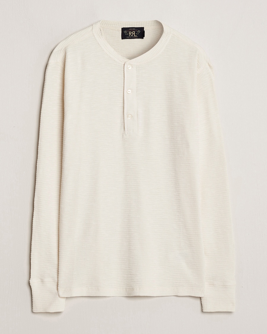 RRL Long Sleeve Henley Paper White – Bianco