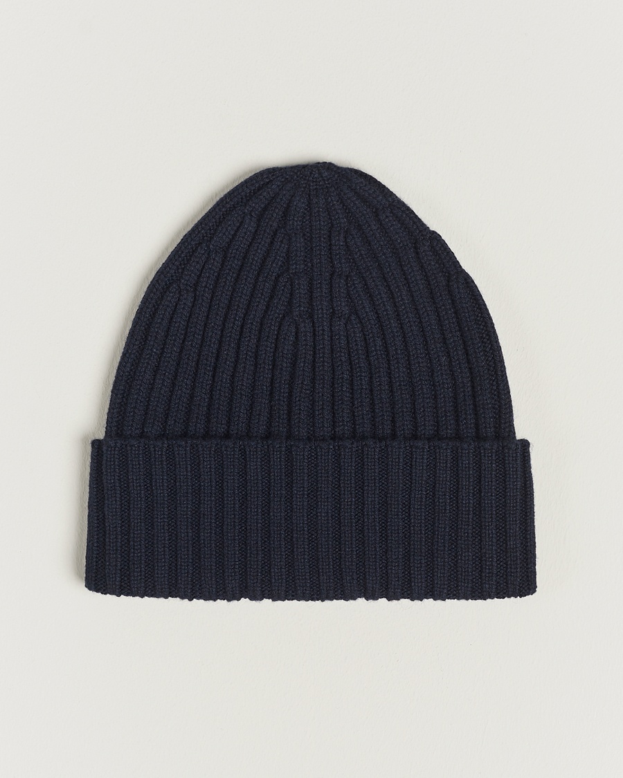 Piacenza Cashmere Ribbed Cashmere Beanie Navy – Blu