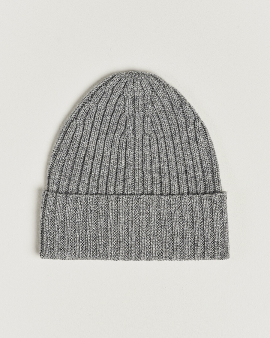 Piacenza Cashmere Ribbed Cashmere Beanie Grey Melange – Grigio