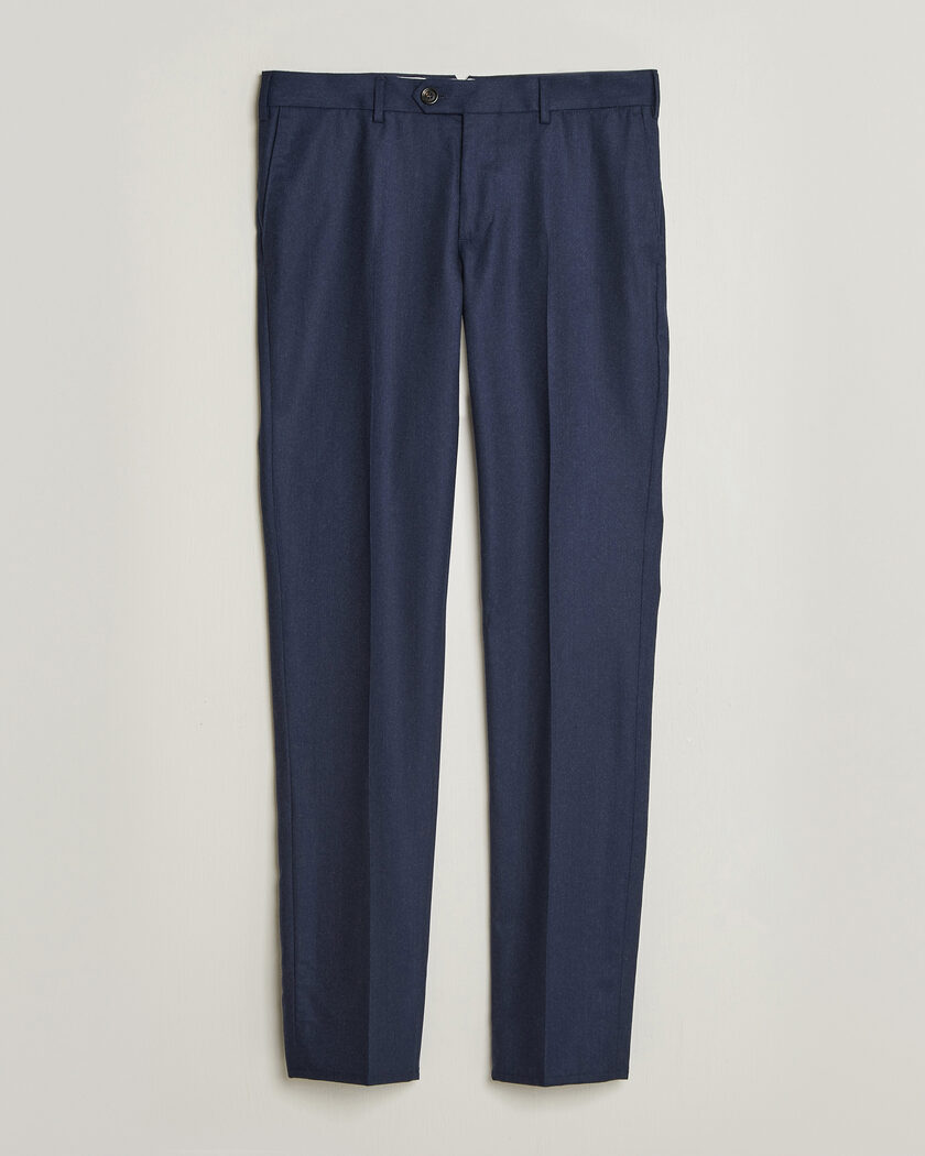 Brunello Cucinelli Slim Fit Flannel Trousers Navy – Blu