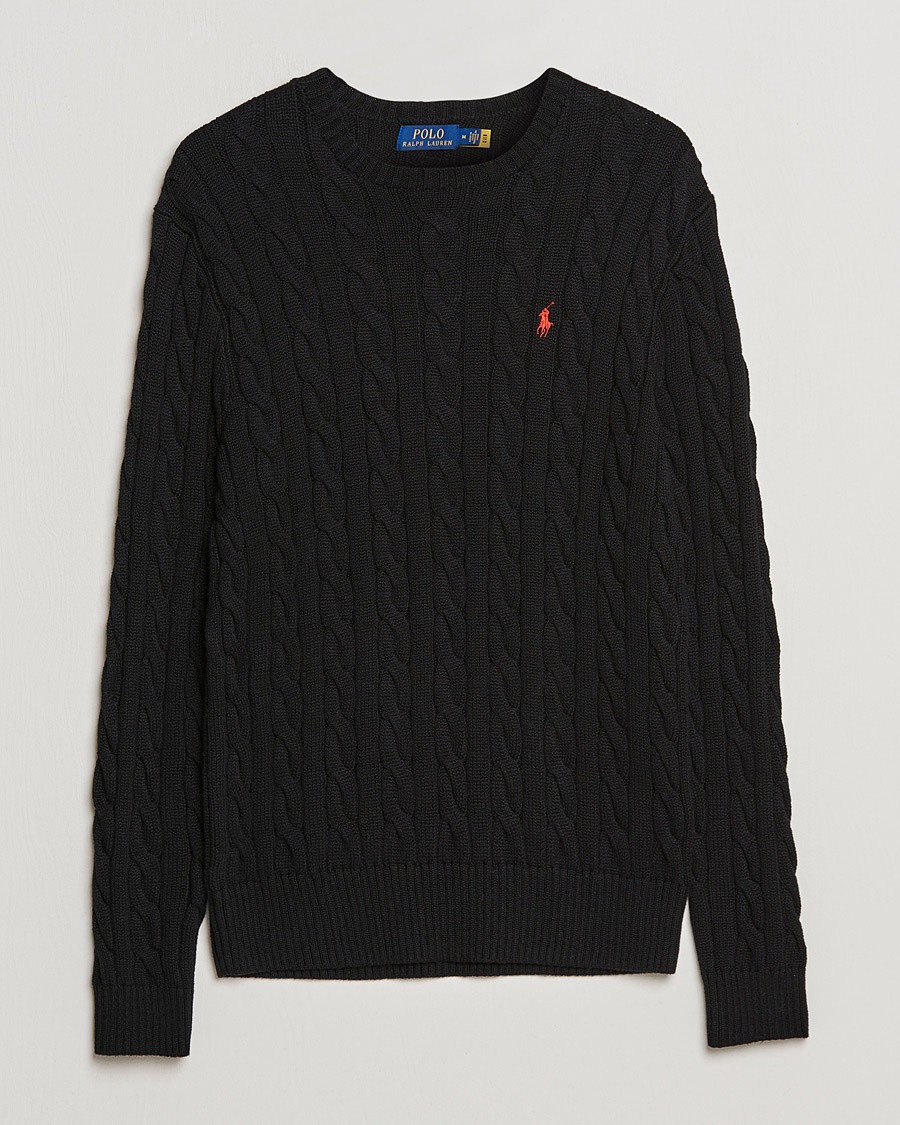 Polo Ralph Lauren Cotton Cable Pullover Polo Black – Nero