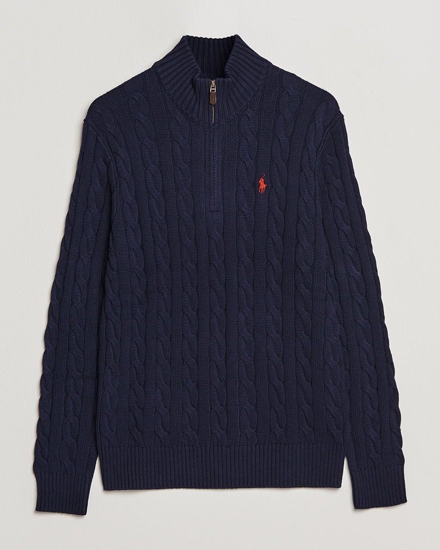 Polo Ralph Lauren Cotton Cable Half Zip Hunter Navy – Blu