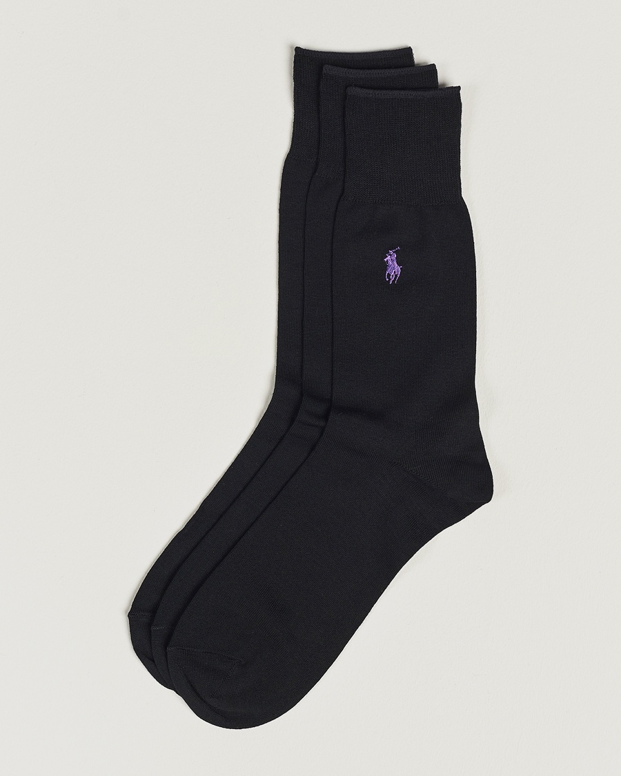 Polo Ralph Lauren 3-Pack Mercerized Cotton Socks Black – Nero