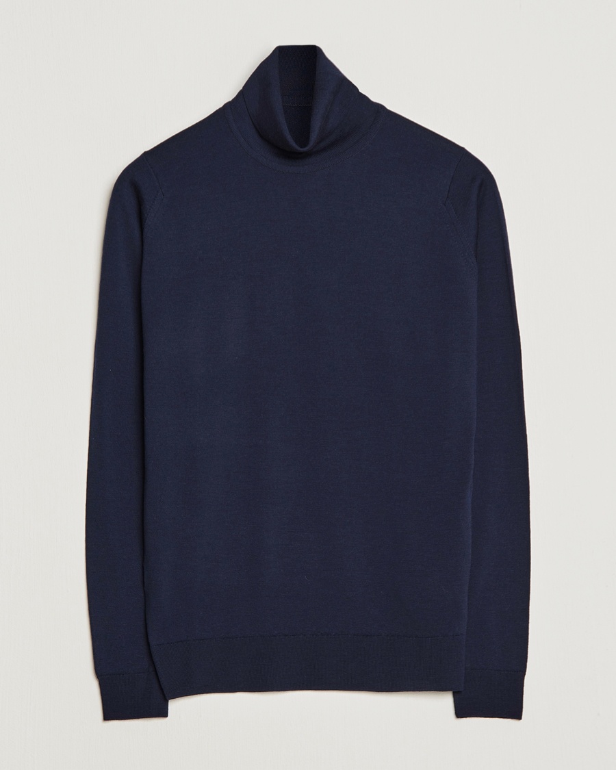 John Smedley Cherwell Extra Fine Merino Rollneck Midnight – Blu