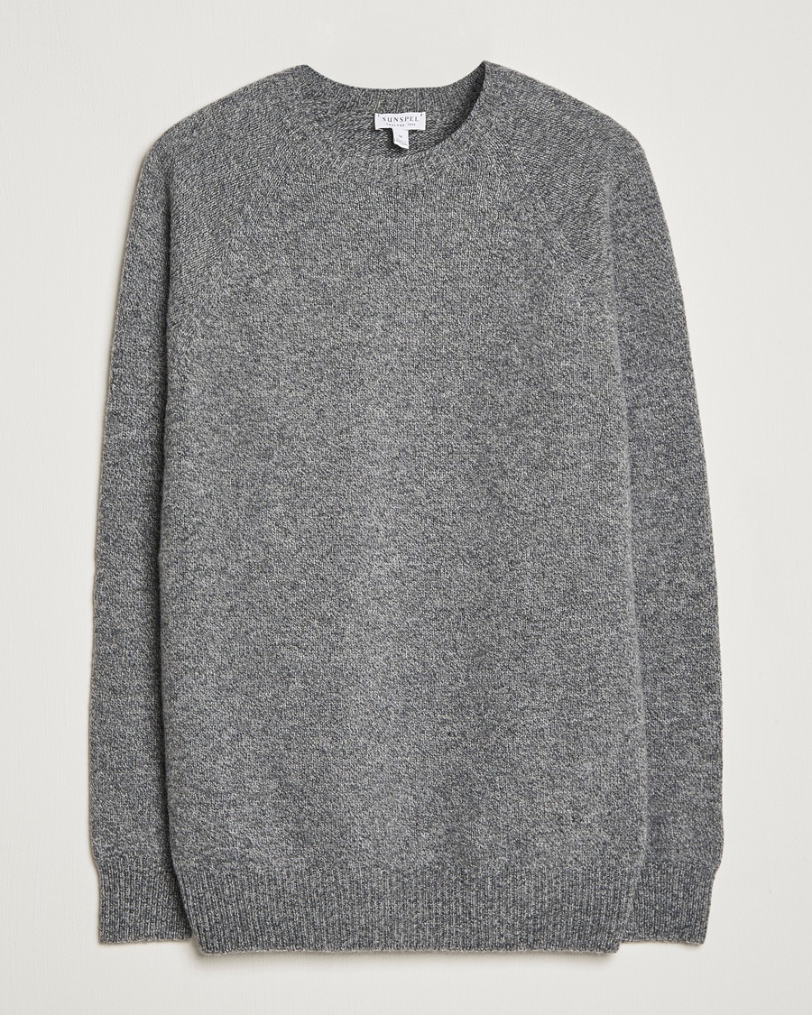 Sunspel Lambswool Crew Neck Grey Melange – Grigio