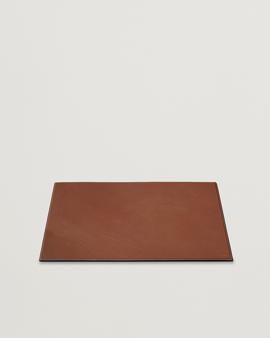 Ralph Lauren Home Brennan Small Leather Desk Blotter Saddle Brown – Marrone