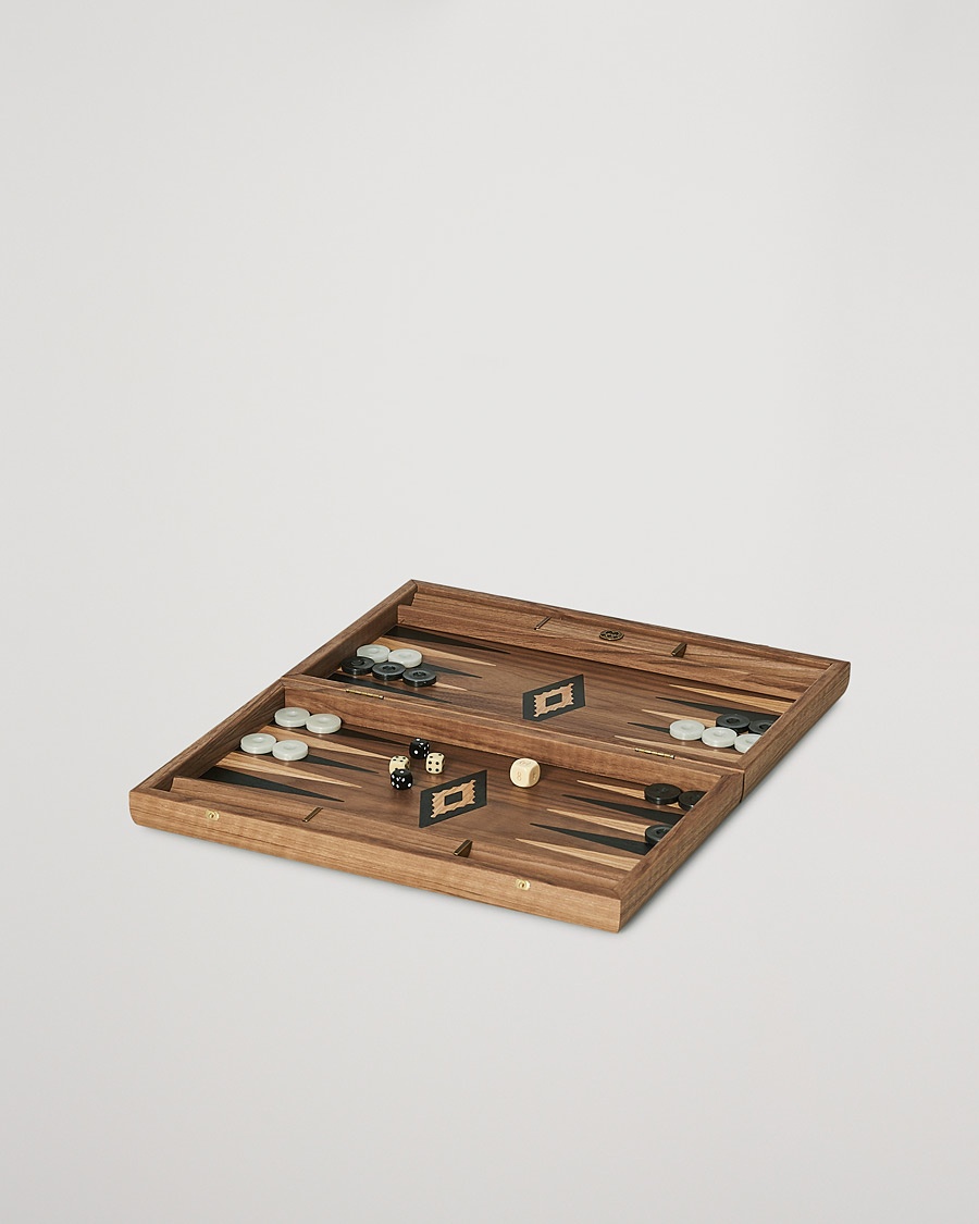 Manopoulos American Walnut Backgammon With Side Racks – Marrone