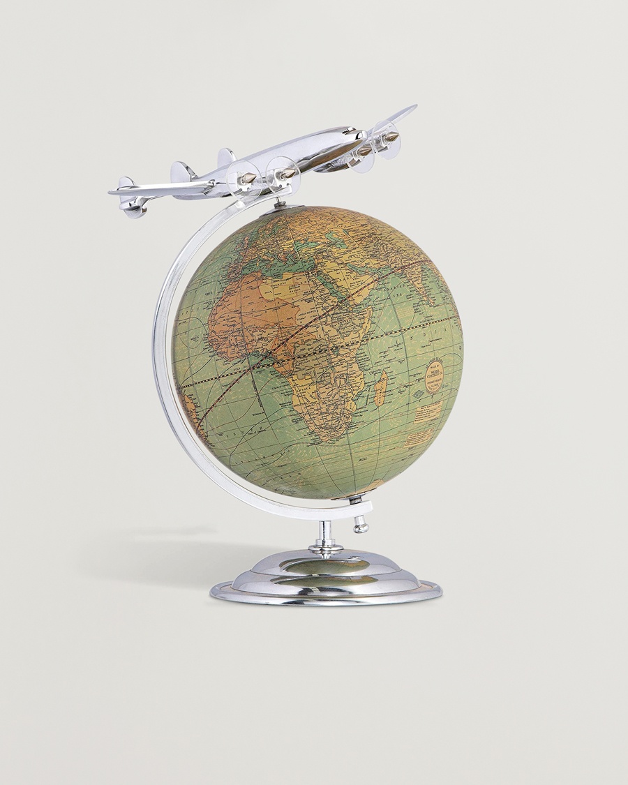 Authentic Models On Top Of The World Globe and Plane Silver – Argento