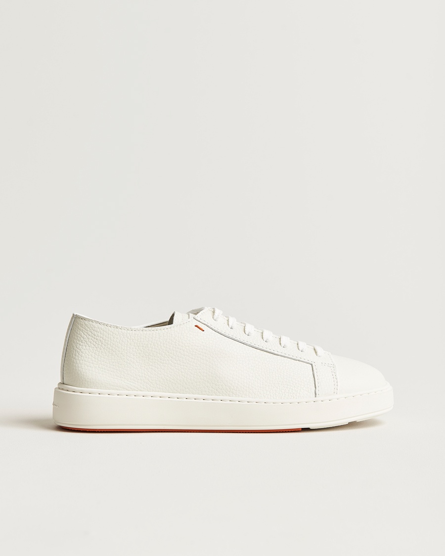 Santoni Low Top Grain Leather Sneaker White Calf – Grigio