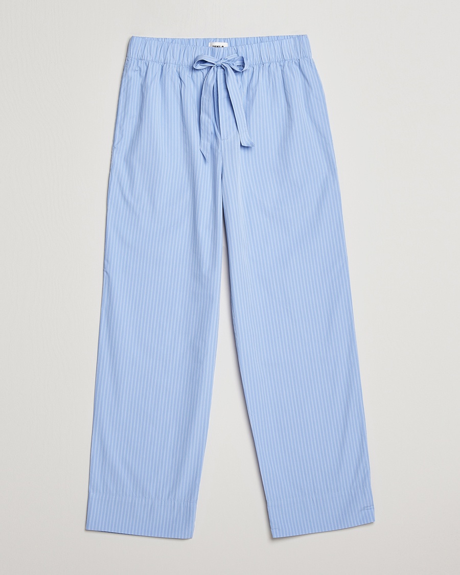 Tekla Poplin Pyjama Pants Pin Stripes – Blu