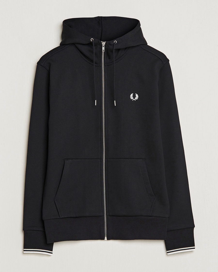 Fred Perry Full Zip Hooded Sweatshirt Black – Nero