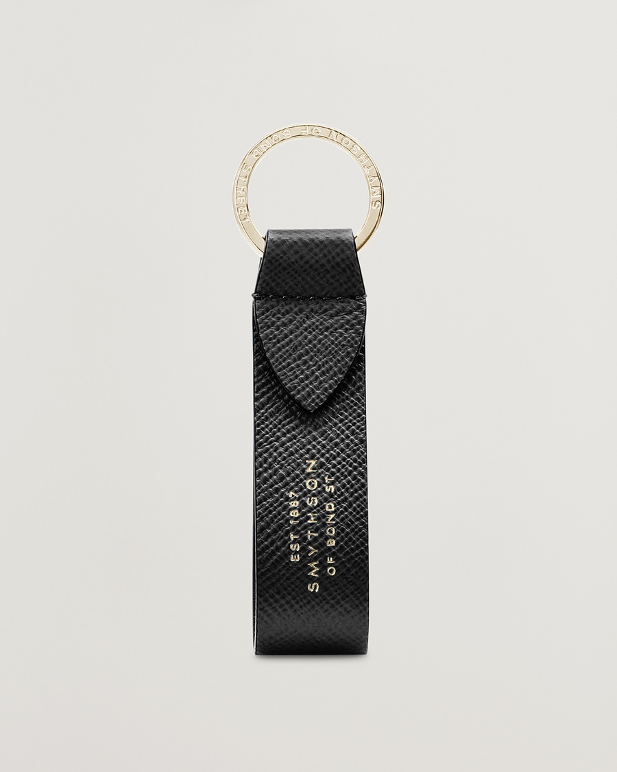Smythson Panama Leather Keyring Black – Nero