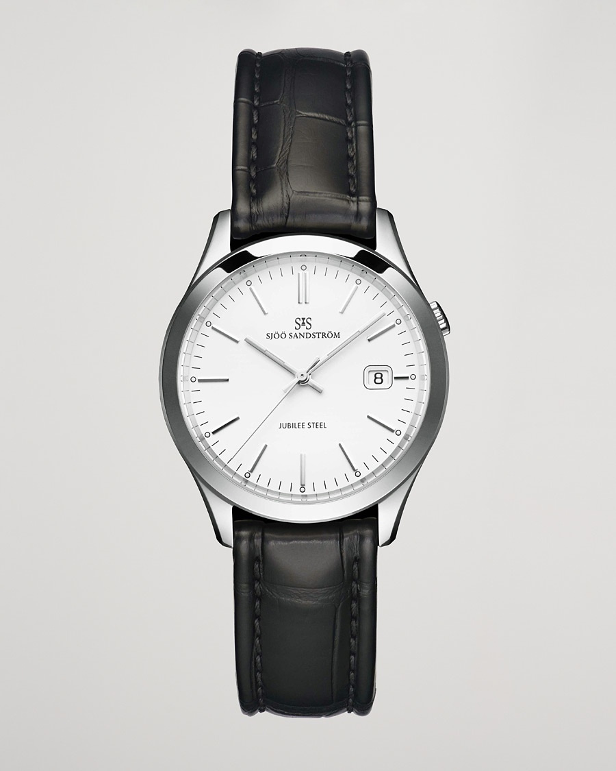 Sjöö Sandström Jubilee Steel Quartz 40mm White/Black Calf – Nero