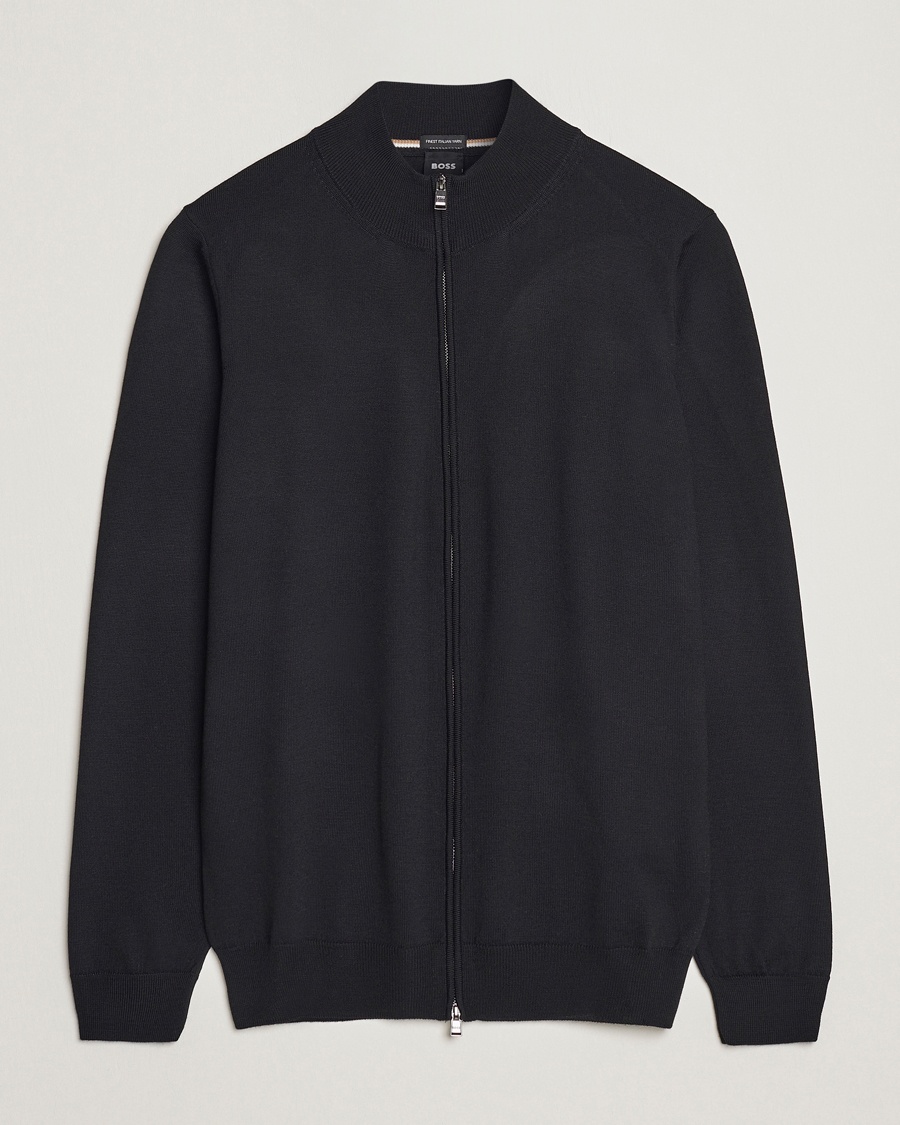 BOSS BLACK Balonso Full-Zip Sweater Black – Nero