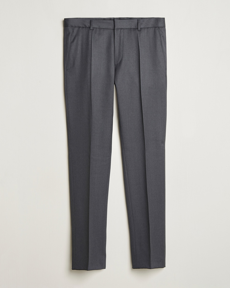 BOSS BLACK Genius Slim Fit Wool Trousers Dark Grey – Grigio