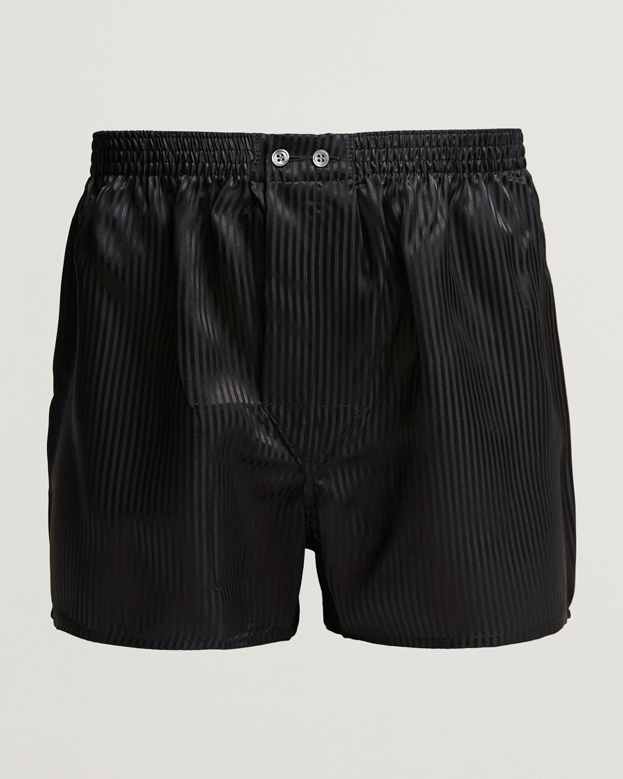 Derek Rose Classic Fit Silk Boxer Shorts Black – Nero