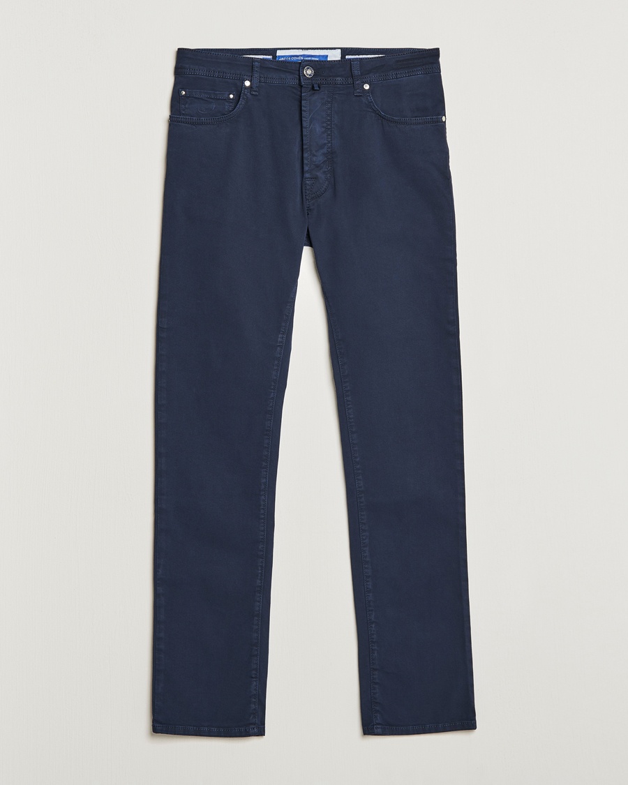Jacob Cohën Bard Garment Dyed Gabardine Trousers Navy – Blu
